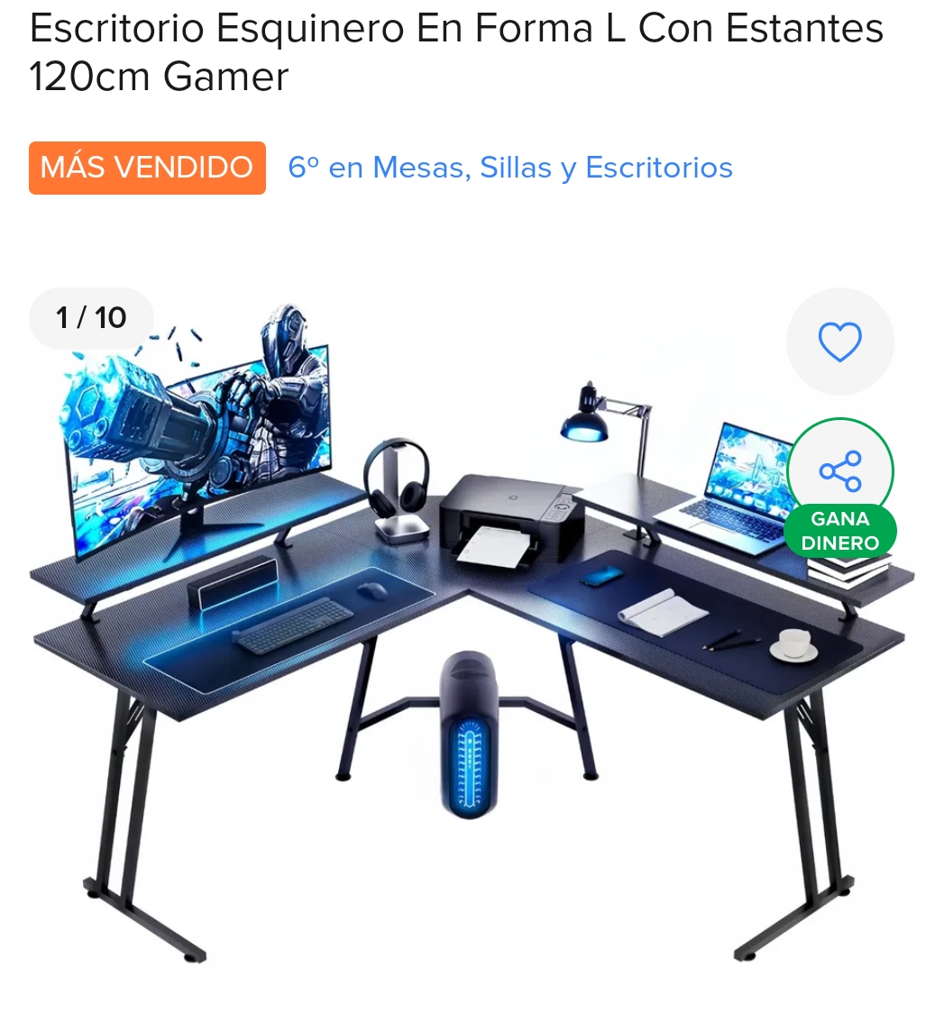 Escritorio esquinero en L Gamer